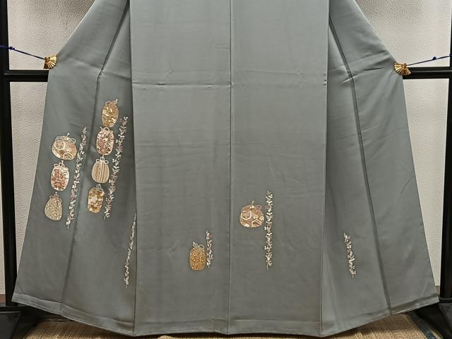 平和屋着物■訪問着　駒刺繍　仕覆花蝶文　金彩　正絹　逸品　BAAX5914mz