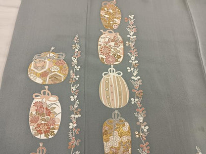 平和屋着物■訪問着　駒刺繍　仕覆花蝶文　金彩　正絹　逸品　BAAX5914mz