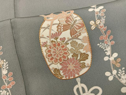 平和屋着物■訪問着　駒刺繍　仕覆花蝶文　金彩　正絹　逸品　BAAX5914mz