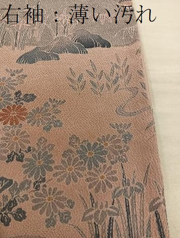 平和屋着物■訪問着　風景花文　鬼しぼ縮緬　正絹　逸品　BAAX5916mz