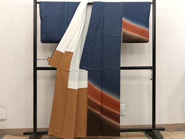 平和屋着物■訪問着　霞文　暈し染め　正絹　逸品　BAAX5917mz