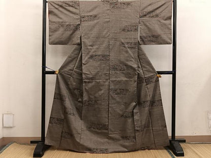 平和屋着物■本場大島紬　9マルキ　草花文　正絹　逸品　BAAX5926mz