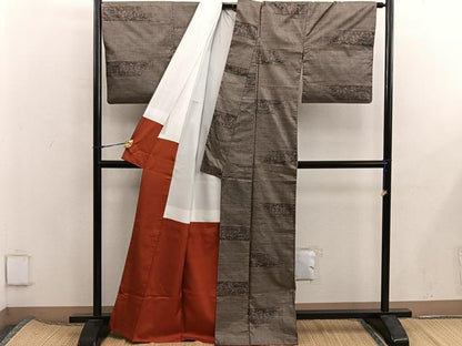 平和屋着物■本場大島紬　9マルキ　草花文　正絹　逸品　BAAX5926mz