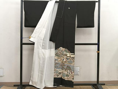 平和屋着物■豪華黒留袖　作家物　人物風景文　金彩　正絹　逸品　BAAX5928mz