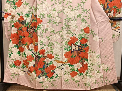 平和屋着物■豪華振袖　駒刺繍　御所車花文　金彩　正絹　逸品　BAAX5930mz
