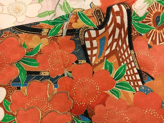 平和屋着物■豪華振袖　駒刺繍　御所車花文　金彩　正絹　逸品　BAAX5930mz