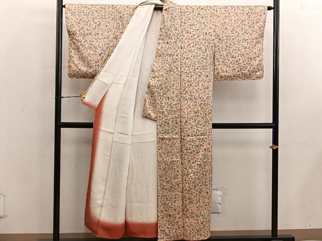 平和屋着物■上質な小紋　草花文　金彩　正絹　逸品　BAAX5933mz