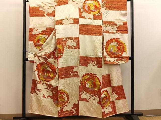 平和屋着物■豪華振袖　駒刺繍　鳳凰花文　金彩　正絹　逸品　BAAX5934mz