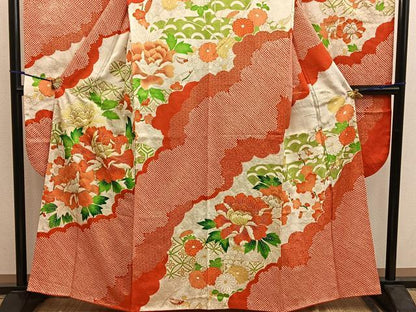 平和屋着物■豪華振袖　駒刺繍　絞り　草花文　金彩　正絹　逸品　BAAX5936mz