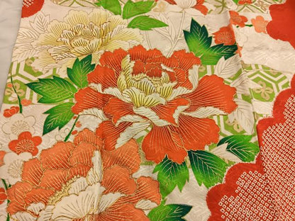 平和屋着物■豪華振袖　駒刺繍　絞り　草花文　金彩　正絹　逸品　BAAX5936mz