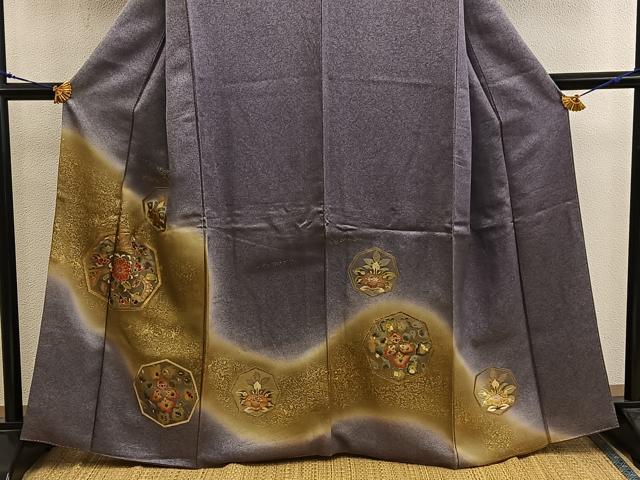平和屋着物■訪問着　菊花文　暈し染め　正絹　逸品　BAAX5937mz