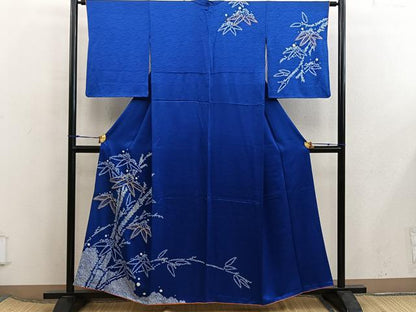 平和屋着物■訪問着　駒刺繍　絞り　笹竹文　正絹　逸品　BAAX5938mz