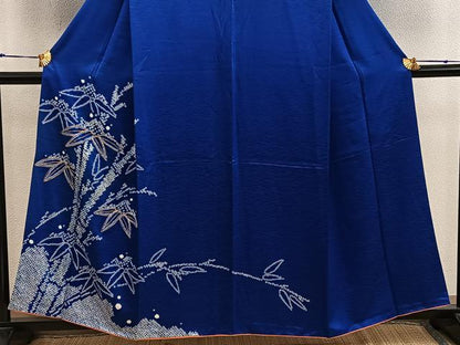 平和屋着物■訪問着　駒刺繍　絞り　笹竹文　正絹　逸品　BAAX5938mz