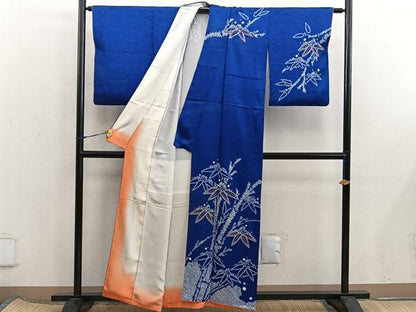 平和屋着物■訪問着　駒刺繍　絞り　笹竹文　正絹　逸品　BAAX5938mz