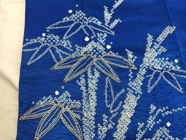 平和屋着物■訪問着　駒刺繍　絞り　笹竹文　正絹　逸品　BAAX5938mz