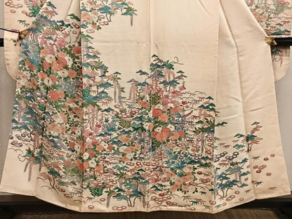 平和屋着物■訪問着　刺繍　菊花文　正絹　逸品　BAAX5939mz