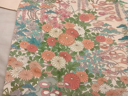 平和屋着物■訪問着　刺繍　菊花文　正絹　逸品　BAAX5939mz