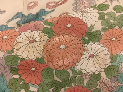 平和屋着物■訪問着　刺繍　菊花文　正絹　逸品　BAAX5939mz