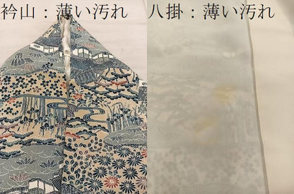 平和屋着物■上質な小紋　風景花文　鬼しぼ縮緬　正絹　逸品　BAAX5944mz