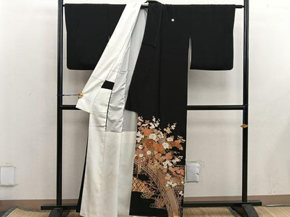 平和屋着物■豪華黒留袖　駒刺繍　花車文　金彩　正絹　逸品　BAAX5946mz