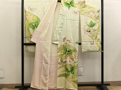 平和屋着物■豪華振袖　舞蝶文　暈し染め　金彩　正絹　逸品　BAAX5948mz