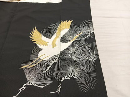 平和屋着物■豪華黒留袖　駒刺繍　飛鶴文　金彩　正絹　逸品　BAAX5951mz