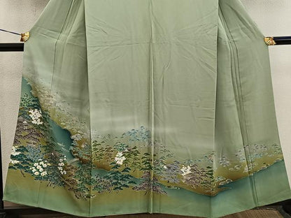 平和屋着物■色留訪問着　友禅　風景花文　暈し染め　正絹　逸品　BAAX5952mz