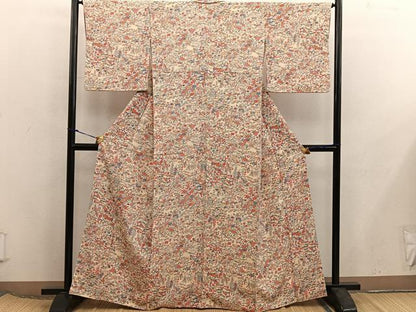 平和屋着物■上質な小紋　菊花文　正絹　逸品　BAAX5953mz