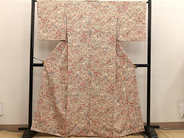 平和屋着物■上質な小紋　菊花文　正絹　逸品　BAAX5953mz