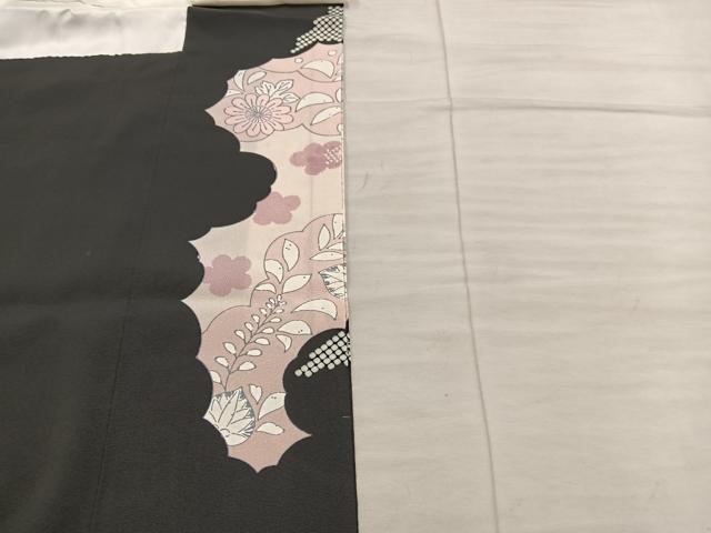 平和屋着物■豪華黒留袖　刺繍　飛鶴花文　金糸　正絹　逸品　BAAX5954mz