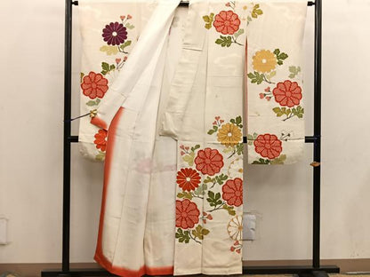 平和屋着物■豪華振袖　駒刺繍　菊花文　金彩　正絹　逸品　BAAX5959mz