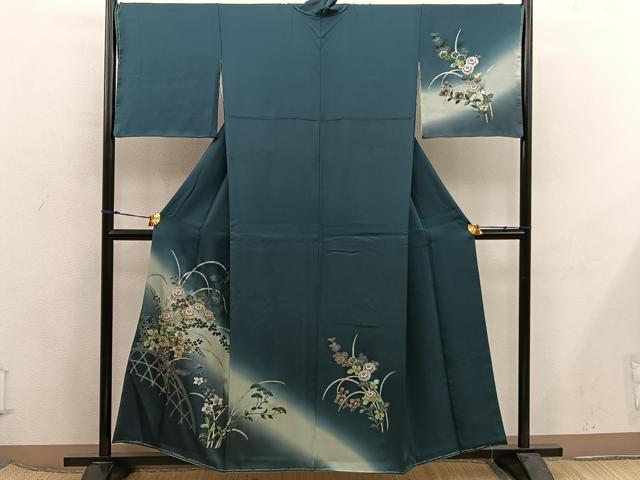 平和屋着物■訪問着　菊花文　暈し染め　金銀彩　正絹　逸品　BAAX5963mz