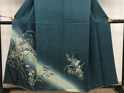 平和屋着物■訪問着　菊花文　暈し染め　金銀彩　正絹　逸品　BAAX5963mz