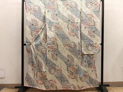 平和屋着物■豪華振袖　扇面花文　正絹　逸品　BAAX5968mz