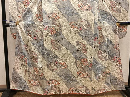 平和屋着物■豪華振袖　扇面花文　正絹　逸品　BAAX5968mz