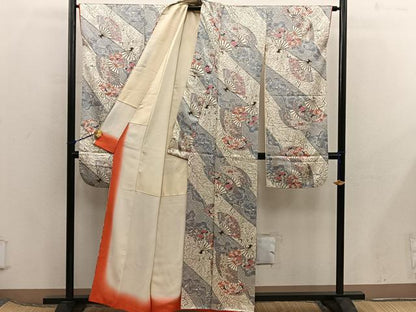 平和屋着物■豪華振袖　扇面花文　正絹　逸品　BAAX5968mz