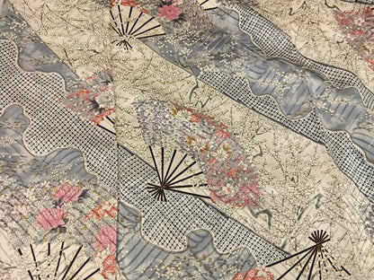 平和屋着物■豪華振袖　扇面花文　正絹　逸品　BAAX5968mz