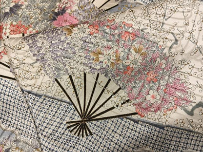 平和屋着物■豪華振袖　扇面花文　正絹　逸品　BAAX5968mz