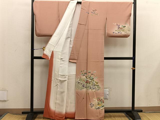 平和屋着物■訪問着　友禅　風景文　暈し染め　正絹　逸品　BAAX5970mz