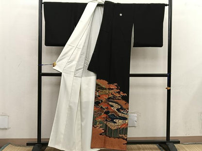 平和屋着物■豪華黒留袖　作家物　風景花文　金彩　正絹　逸品　BAAX5971mz
