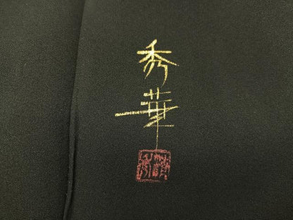 平和屋着物■豪華黒留袖　作家物　風景花文　金彩　正絹　逸品　BAAX5971mz