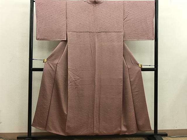 平和屋着物■上質な色無地　幾何学地紋　鴇浅葱色　正絹　逸品　BAAX5975mz
