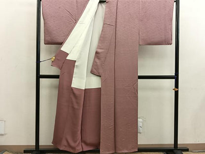 平和屋着物■上質な色無地　幾何学地紋　鴇浅葱色　正絹　逸品　BAAX5975mz