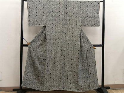 平和屋着物■上質な小紋　型染め　草花文　正絹　逸品　BAAX5976mz