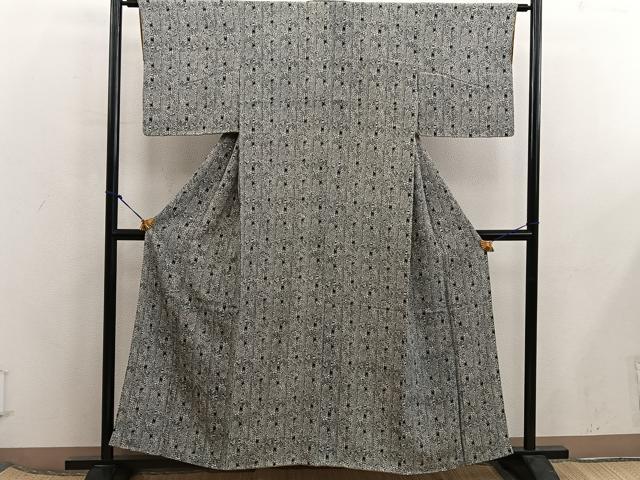 平和屋着物■上質な小紋　型染め　草花文　正絹　逸品　BAAX5976mz