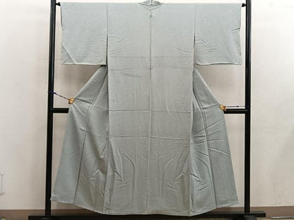 平和屋着物■上質な色無地　紋意匠　灰青色　正絹　逸品　未使用　BAAX5978mz