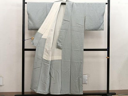平和屋着物■上質な色無地　紋意匠　灰青色　正絹　逸品　未使用　BAAX5978mz