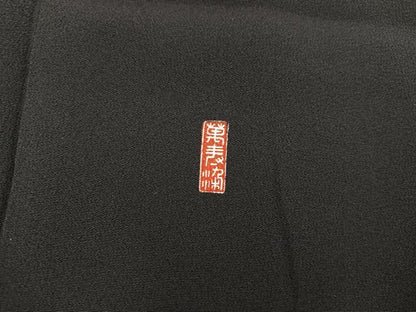 平和屋着物■豪華黒留袖　駒刺繍　萬寿染　地紙孔雀花文　暈し染め　金彩　正絹　逸品　BAAX5979mz