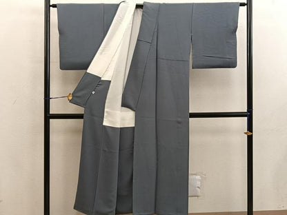 平和屋着物■上質な色無地　藍媚茶色　正絹　逸品　BAAX5981mz