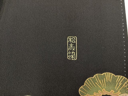 平和屋着物■豪華黒留袖　扇面鴛鴦花文　金彩　正絹　逸品　BAAX5982mz